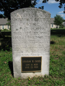 Grave of Abraham Harley Cassel (21Sep1820-23Apr1908). Harley family burial grounds at Klein Meeting House. 